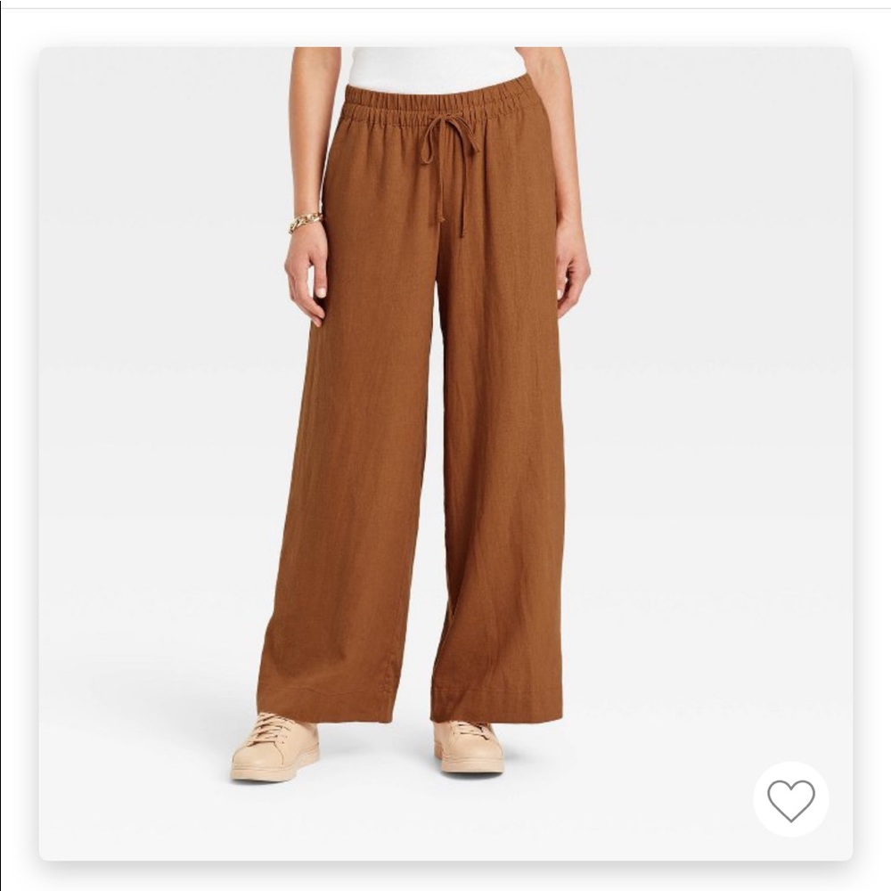 Target: high-rise linen blend pant in rusty brown color, size XL